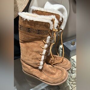 UGG tularosa chesnut suede and shearling lace up boots